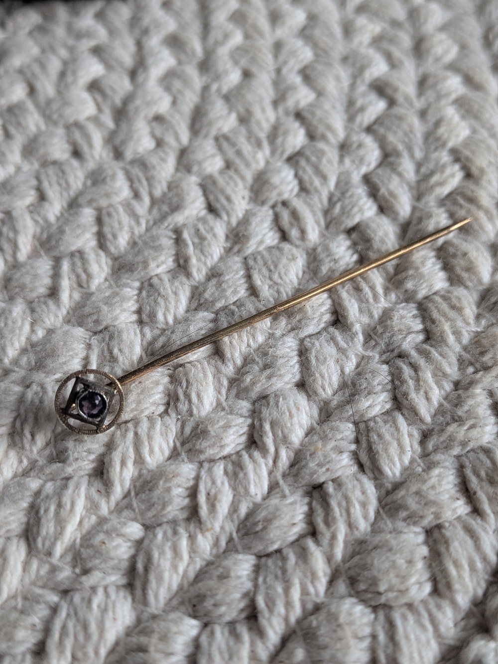Antique 14k Gold Stick Pin with Amethyst Stone